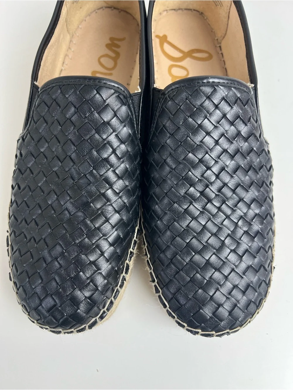 Sam Edelman Catherine Black Woven Leather Espadrille‎ Platform Loafers Size 11